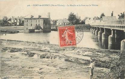 . CPA FRANCE  35  " Port de Guipry, Le moulin et le pont sur la Vilaine"