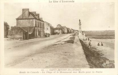 . CPA FRANCE  35 "St Benoit des Ondes, Route de Cancale, Plage et monument aux morts"