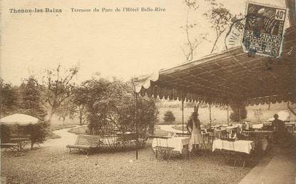 .CPA FRANCE 74 " Thonon les Bains, Terrasse du Parc de l'Hôtel Belle Rive"