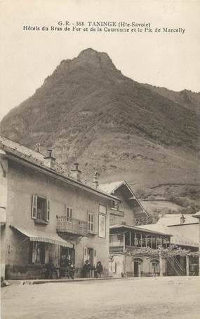 .CPA  FRANCE 74 " Taninges, Hôtels du Bras de Fer et de la Couronne"