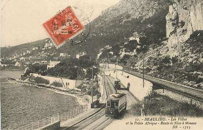 CPA FRANCE 06 "Beaulieu, les Villas et la Petite Afrique, route de Nice à Monaco" / TRAMWAY