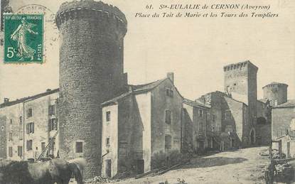 .CPA FRANCE 12 "  Ste Eulalie de Cernon, Place du Toit de Marie et les Tours des Templiers"/ TEMPLIERS