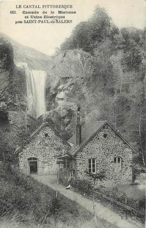 .CPA FRANCE 15   " Près St Paul de Salers, Cascade de la Marconne et Usine électrique "