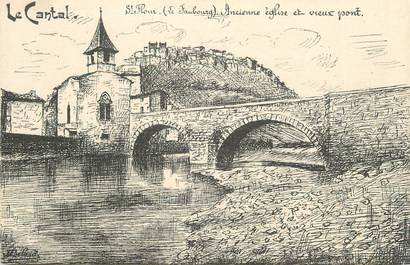 .CPA FRANCE 15   " St Flour, Ancienne Eglise et vieux pont"