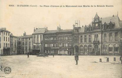 .CPA FRANCE 15   " St Flour-Faubourg, La Place d'Armees et le monument aux morts "