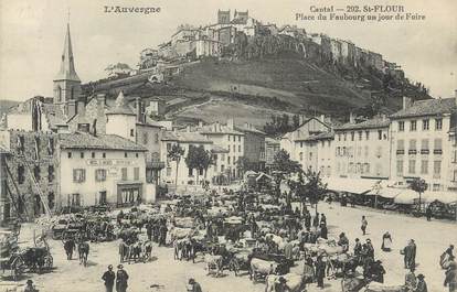 .CPA FRANCE 15   " St Flour, Place du Faubourg un jour de foire"