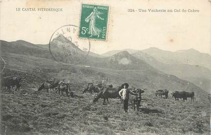 .CPA  FRANCE 15  "Col du Cabre, Une vacherie"