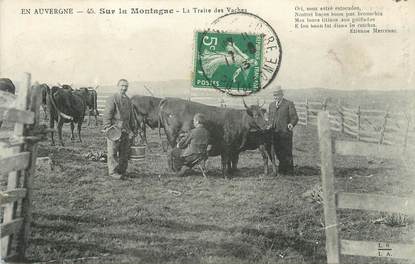 .CPA  FRANCE 15  "Sur la Montagne, Traite des vaches"/ FOLKLORE
