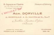 75 Pari Carte de Visite  FRANCE 75009 "Paris, Joaillier, Bijoutier, Orfèvre Pr. ACH. DORVILLE, Square de l'Opéra"