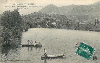 .CPA  FRANCE 26 " Pont en Royans, Une partie de pêche sur la Bourne"