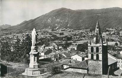 .CPSM FRANCE 26 "  St Jean en Royans,  Panorama avec la vierge et le vieux clocher"