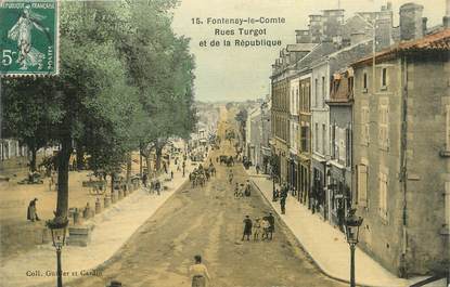 .CPA  FRANCE 85 " Fontenay le Comte, Rues Turgot et de la République"