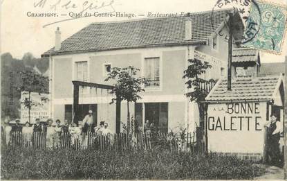 .CPA FRANCE 94  " Champigny, Quai du Contre Halage, Restauranr Faugous"