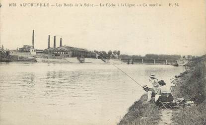 .CPA FRANCE 94  " Alfortville, La pêche à la ligne" / PECHE