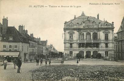 CPA FRANCE 71 "Autun , Théâtre et avenue de la gare"