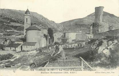 .CPA  FRANCE 06  "La Turbie, La tour d'Auguste et l'église"