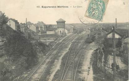 .CPA FRANCE 19 "Eygurande - Merlines, La gare" / TRAINS