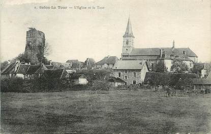 .CPA  FRANCE 19  "Salon la Tour, L'église et la tour"