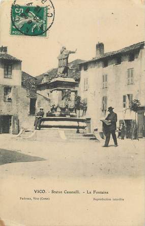 .CPA FRANCE 20 / CORSE "Vico, Statue Casanelli, La fontaine"