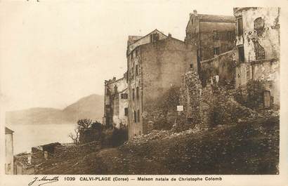 .CPA FRANCE 20 / CORSE "Calvi Plage, Maison  natale de Christophe Colomb"