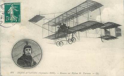 .CPA FRANCE 21 "Dijon, Renaux sur biplan M. Farman"