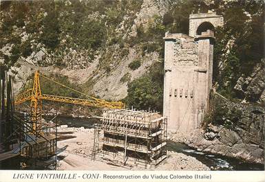 CPSM  ITALIE "Construction ligne chemin de fer Vintimille / Coni, le viaduc Colombo"