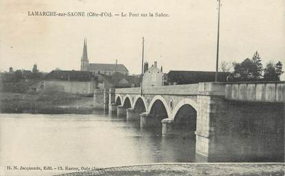 .CPA  FRANCE 21  "Lamarche sur saône, Le pont sur la Saône"