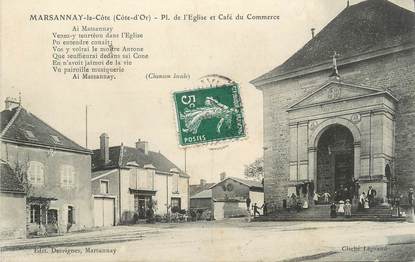 .CPA FRANCE 21 "Marsannay la Côte, Place de l'église et café du commerce"