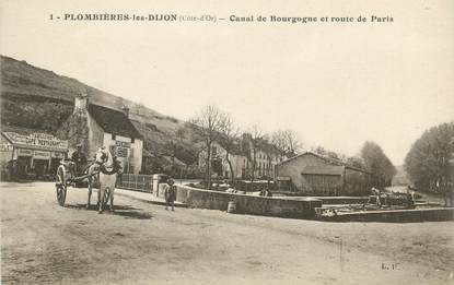 .CPA   FRANCE 21 "Plombières les Dijon, Canal de Bourgogne et route de Paris"