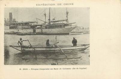 CPA  INDE "Expédition de Chine, Pirogue cingalaise en rade de Colombo, ile de Ceylan"