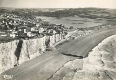 CPSM  FRANCE 76 "Criel sur mer, vue aérienne des falaises et de la plage"