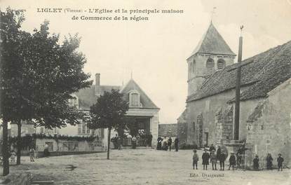 . CPA FRANCE 86 "Liglet, L'église et la principale maison de commerce de la région"