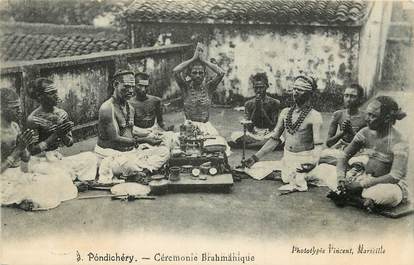 CPA  INDE " Pondichéry, cérémonie Brahmanique"