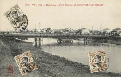 CPA  INDOCHINE  "Tonkin, Haïphong, pont Doumer et Bld Chavassieux"