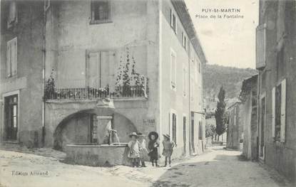 .CPA  FRANCE 26 " Puy St Martin, Place de la fontaine"