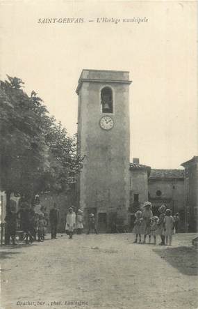 .CPA  FRANCE 26 "Saint  Gervais, L'horloge municipale"