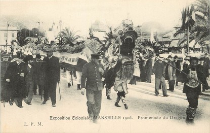 CPA  INDOCHINE  "Exposition coloniale de Marseille, 1906, promenade du Dragon"