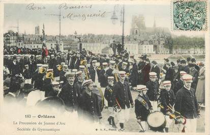 .CPA  FRANCE 45 "Orléans, La procession de Jeanne d'Arc, Société de gymnastique"