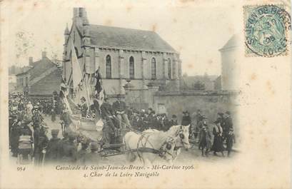 .CPA  FRANCE 45 " St Jean de Braye, La cavalcade,  mi-carême 1906, chars de la Loire navigable"