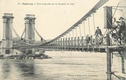 .CPA  FRANCE 84 "Pertuis,  Pont suspendu sur la Durance"