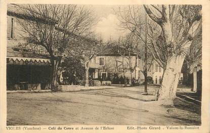 .CPA  FRANCE 84 "Violès, Café du cours et avenue de l'Ecluse"