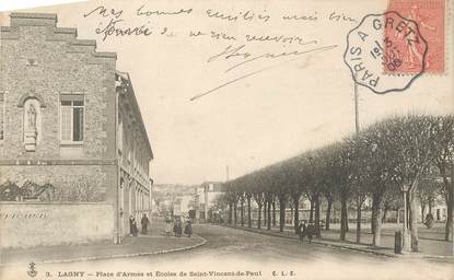 CPA FRANCE 77 "Lagny, Place d'Armes et Ecoles de Saint Vincent de Paul"