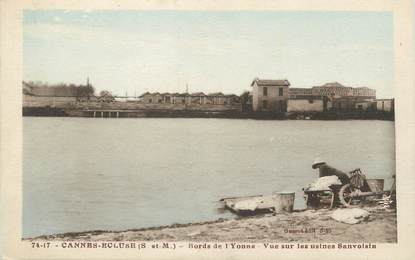 .CPA  FRANCE 77 "Cannes - Ecluse, Bords de L'yonne, vue sur les usines Sanvoisin"