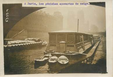 PHOTO ORIGINALE / FRANCE 75 "Paris, sous la neige" / PENICHE / BATELLERIE