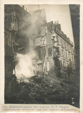 PHOTO ORIGINALE / FRANCE 75 "Paris, maison détruite par les bombardements allemands, Rue Geoffroy Marie"