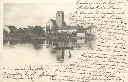 .CPA  FRANCE 89 " Monéteau, Les bords de l'Yonne, l'église"