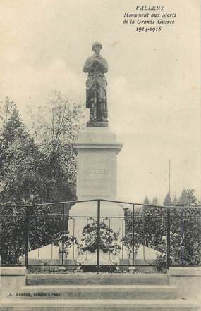 .CPA FRANCE 89 "Vallery, Monument aux morts "