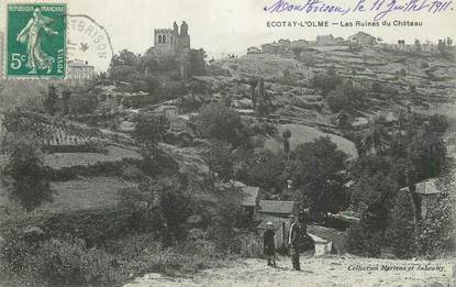 .CPA FRANCE 42 " Ecotay, Les ruines du château "