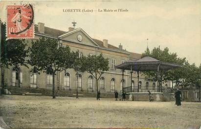 .CPSM  FRANCE 42  "Lorette, La Mairie et l'école"