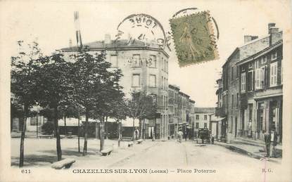 .CPA  FRANCE 42  "Chazelles sur Lyon, Place Poterne"
